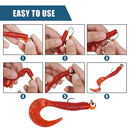 Fishing Jig Head Hooks Kit, Round Ball Crappie Jig Heads Lures Assorted Painted Fishing Lures Jig Heads for Walleye Bass Saltwater Freshwater Fishing 50/69/70pcs - style: 70pcs Kit