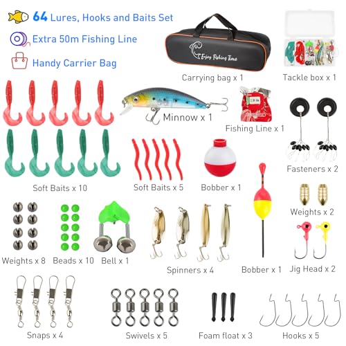 Kids Fishing Pole Kit, 59'' Telescopic Rod and Reel Beginner Combo with Spincast Reel,Tackle Box, Carrier Bag,Fishing Gear for Boys,Girls, Toddler,Youth - color: Blue+Pink