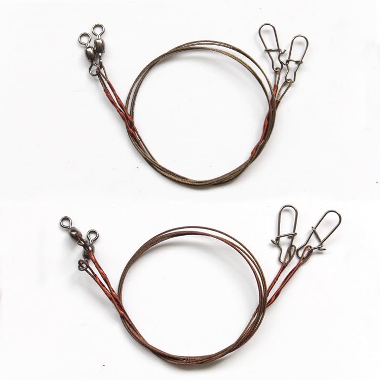 2Pcs Stainless Steel Titanium Fishing Leader, Anti-Bite Wire Trace with Snap Swivel for Saltwater Freshwater