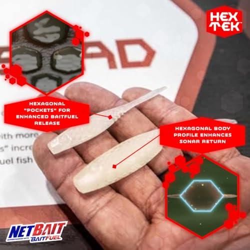 NetBait HexTek EKO Shad | 3″ & 4″ Soft-Plastic Swimbait | Shad Profile with HexTek Texture for Bass & Predators | Spot Remover, 4-Inch