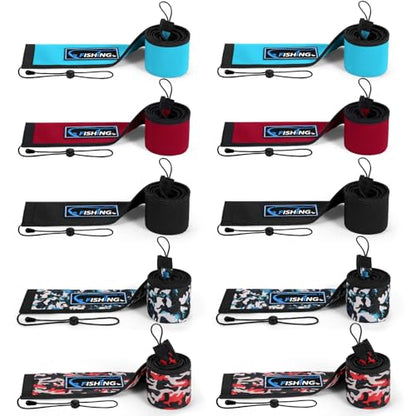 Neoprene Fishing Rod Sleeves for Casting, Spinning, Trolling Pole - Protective Cover Rod Sock with Hanging Loop & Lanyard- Floating, Puncture Resistant, Lightproof - size: 65", style: 10 Pcs