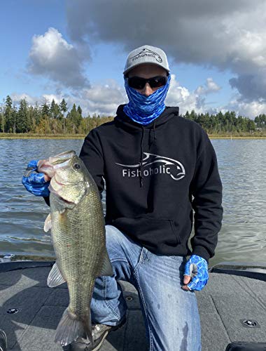 Fishoholic Fishing Face Mask Neck Gaiter Hunting Buff - 3 Colors - UPF50+ Sun Protection Fishaholic Fishing Gift - color: Blue H2o Camo
