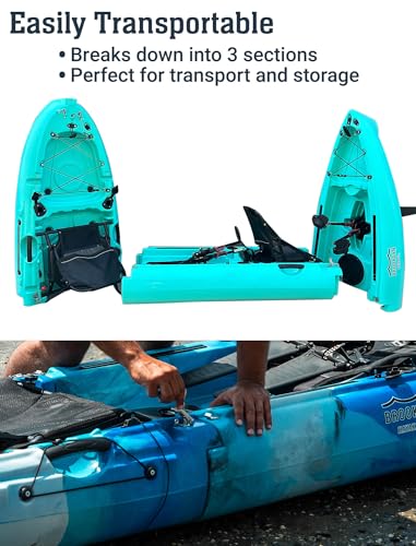 Brooklyn 13.0 Tandem 3-Piece Modular Kayak by BKC, 2-Person Sit-on-Top Kayak, Dual Flipper Drives, Rudder Steering, Rod Holders, Ample Dry Storage - color: Camo