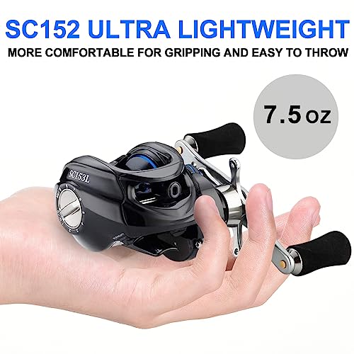 Fishdrops Baitcaster Reel Ultra-Light Baitcasting Fishing Reel, 7.0:1 Gear Ratio, 12.12LB Drag Magnetic Brake, Smooth 11+1BB, Freshwater & Saltwater and Affordable Low Profile Bait Caster Reel - color: Left Handle-Blue Color