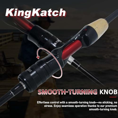 Ultralight Fishing Rod 6’0” UL, 2-Piece Spinning & Casting Rod, Carbon Graphite Lightweight Blank, Sensitive Fast Action Trout Rod, Black Fishing Pole with Red Triangle EVA Handle - color: Black-SPIN-5'6"