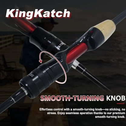 Ultralight Fishing Rod 6’0” UL, 2-Piece Spinning & Casting Rod, Carbon Graphite Lightweight Blank, Sensitive Fast Action Trout Rod, Black Fishing Pole with Red Triangle EVA Handle - color: Black-SPIN-6'6"