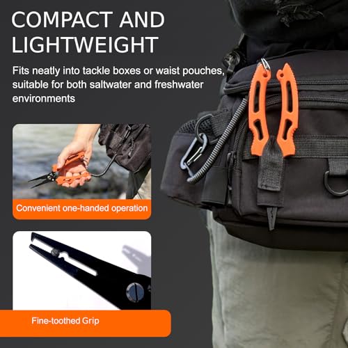 BasicGear Multi-Functional Fishing Pliers - 7" 420 Stainless Steel Head with Teflon Coating, Built-in Spring & Lock, Non-Slip Rubber Grip - color: 420 Stainless Steel