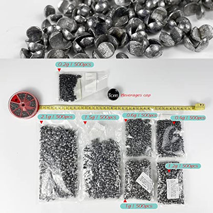 Removable Split-Shot,500Pcs Lead Sinking Split Shots Fishing Sinkers,Fishing Weights Sinkers - color: 2.1g