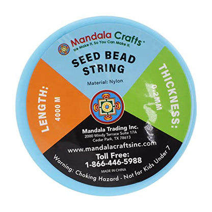 Mandala Crafts 0.2mm Clear String Seed Beads Monofilament Beading Thread | 4375 Yds, Durable Invisible Wire, Strong Fishing Line, for Glass Beads, Hanging, Heavy Ornaments, Bracelets, Jewelry Making - size: 0.2mm 4375 Yards