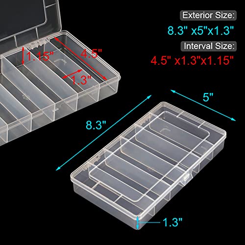 Vidifor 2 Pack 6 Grids Tackle Box Organizer Mascara Brushes Container Fishing Tackle Tray Box Plastic Storage Organizer Container for Crafts, Beads Earrings, Screws, Nail, Pins - size: 6 grids 2pcs no dividers