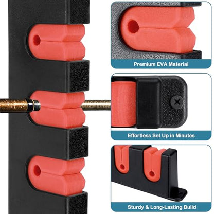 Fishing Rod Rack Holders Wall-Mounted, 6-Rod Storage Rack