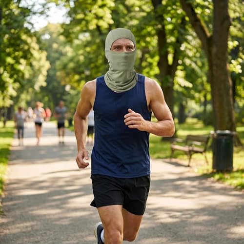 Balaclava Face Mask Sun UV Protection, Summer Cooling Breathable Full Face Mask for Motorcycle Skiing Cycling Fishing - color: Army Green