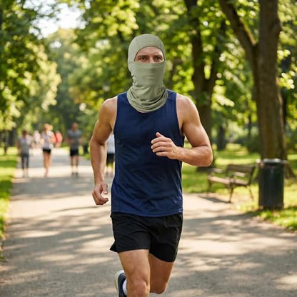 Balaclava Face Mask Sun UV Protection, Summer Cooling Breathable Full Face Mask for Motorcycle Skiing Cycling Fishing - color: Army Green