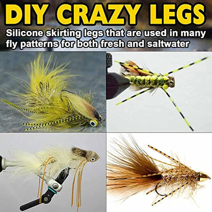 Fly-Tying-Materials-Rubber-Legs-Silicone-Rubber-Skirt 12-24 Colors Fly Tying Supplies - color: Flash Rubber Legs 12 Colors kit