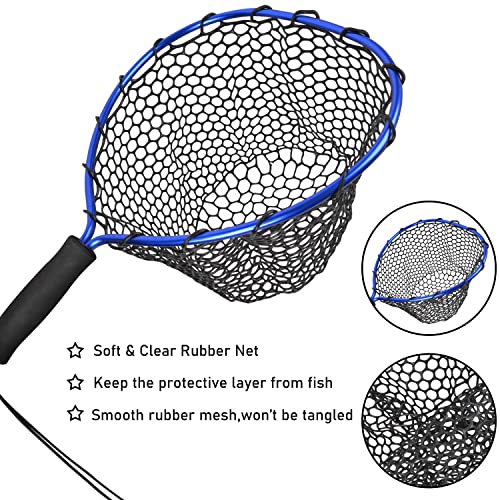 Floating Fishing Net - Fishing Landing Net with Rubber EVA Handle for Easy Fish Catch and Release Fishing Net for Fly, Trout, Salmon, Bass, Kayak Fishing - color: Style A