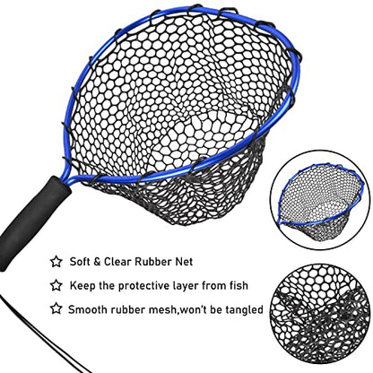 Floating Fishing Net - Fishing Landing Net with Rubber EVA Handle for Easy Fish Catch and Release Fishing Net for Fly, Trout, Salmon, Bass, Kayak Fishing - color: Style A