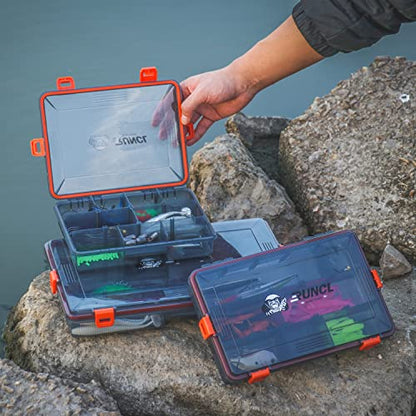 RUNCL Fishing Tackle Box, Waterproof Airtight Stowaway, 3600/3700 Tray Tackle Box with Adjustable Dividers, Plastic Storage Organizer(2pcs 3600) - color: 2pcs 3600