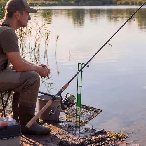 2 Set Blaze Bank Fishing Rod Holders Heavy Duty Steel Rod Stands for Shore Fishing - color: Green
