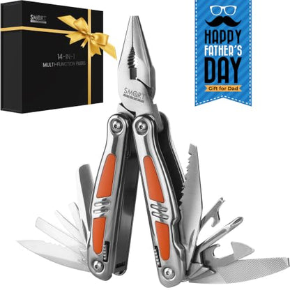 14-in-1 Multitool Pliers, Premium Gift Box Packaging, Ideal Gift for Dad | Small Pocket Knife Multitool, Mini Utility knife, Folding Pliers with Sheath, EDC Multitool Knife, Self-Locking Design - size: Gift Box Packing