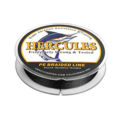 HERCULES Cost-Effective Super Strong 4 Strands Braided Fishing Line 6LB to 100LB Test for Salt-Water, 109/328 / 547/1094 Yards (100M / 300M / 500M / 1000M), Diam# 0.08MM - 0.55MM, Hi-Grade - color: Black, size: 8LB(3.6KG)-0.10MM-1094YDS(1000M)