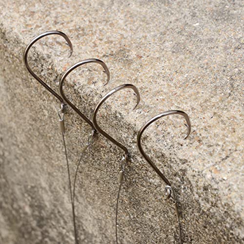 Saltwater Steel Circle Hook Rigs,Octopus Offset Fishing Hooks Leader Wire for Catfish Bass - size: 4/0-24pcs