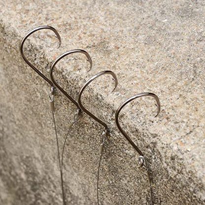 Saltwater Steel Circle Hook Rigs,Octopus Offset Fishing Hooks Leader Wire for Catfish Bass - size: 4/0-24pcs