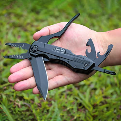RoverTac Multitool Knife – 15-in-1 Pocket Knife with Wire Strippers, Wire Cutter, 9 Screwdrivers, Bottle Opener – Perfect Gifts for Men, Dad – Camping Gear for Christmas, Father’s Day, Birthdays - style: Multi-Knife Wire Stripper