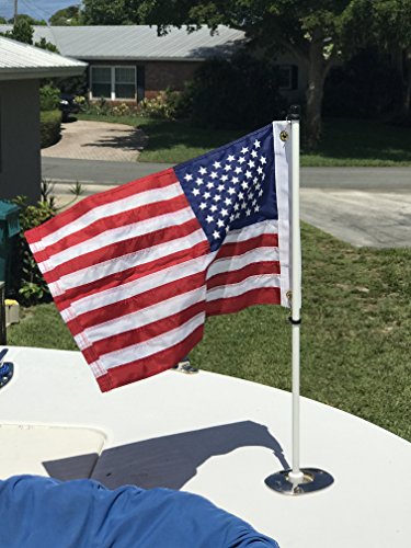 South Wind Designs Boat Flag Pole - Outdoor Boat Flagpole for Rod Holder & Rocket Launcher, Marine Grade Fiberglass Rod, EVA Foam Base with Gimbal End & Stainless Flag Clips, No Drill - 3ft Pole - size: 3' Pole