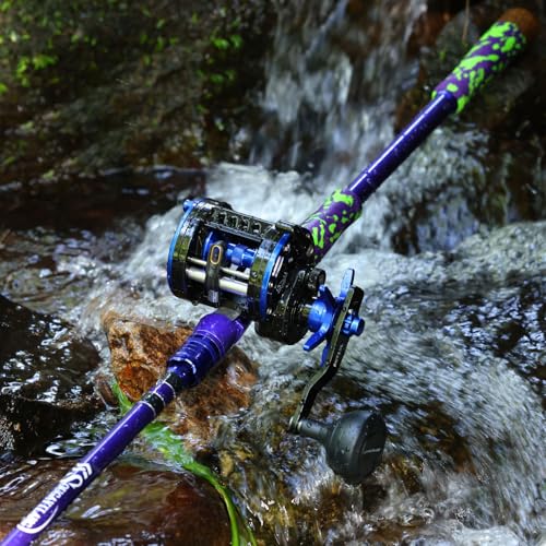 Sougayilang Inshore Saltwater Fishing Rods Combo, 7-Foot Spinning Rods and Casting Rods with Spinning/Trolling Reel - style: 7'0"casting Rod With Right Handed Reel