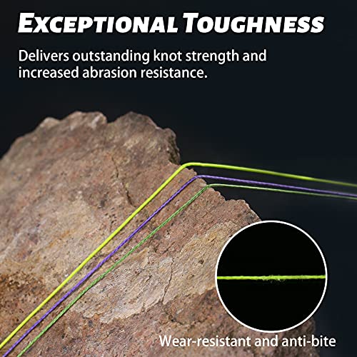 ANGRYFISH Diominate PE 4 & 8 Strands Braided Fishing Line–Abrasion Resistant Superline–Zero Stretch–Excellent Tensile Smooth–High Value(5LB-200LB) - color: Purple, size: 40LB/0.33MM-327YDS(4 Strand)