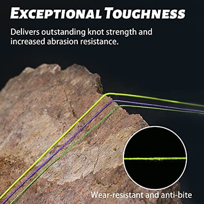ANGRYFISH Diominate PE 4 & 8 Strands Braided Fishing Line–Abrasion Resistant Superline–Zero Stretch–Excellent Tensile Smooth–High Value(5LB-200LB) - color: Purple, size: 50LB/0.37MM-547YDS(4 Strand)