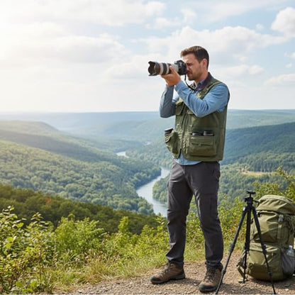 Men's & Youth Outdoor Fishing Vest,Khaki Work Safari Travel Photography Vests,Family Matching Hiking Waistcoat,2XL(US S)