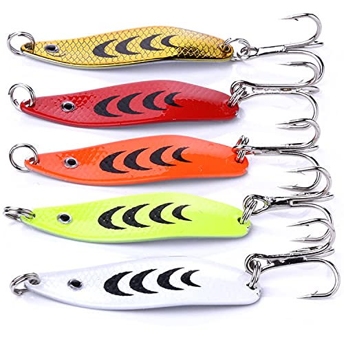 Fishing Jigs Saltwater Fishing Lures with Assist Hook Treble Hook, Jigging Lures Slow Vertical Jigs, Fishing Jigs Saltwater for Bass Tuna Salmon Sailfish Trout Grouper Snapper, 5pcs with Box - color: B:1.97in/0.23oz/5pcs