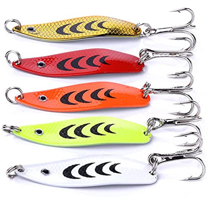 Fishing Jigs Saltwater Fishing Lures with Assist Hook Treble Hook, Jigging Lures Slow Vertical Jigs, Fishing Jigs Saltwater for Bass Tuna Salmon Sailfish Trout Grouper Snapper, 5pcs with Box - color: B:1.97in/0.23oz/5pcs