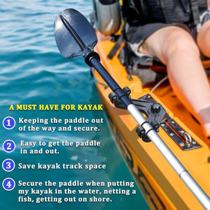 Huntury DoubleHeader Kayak Track Paddle Holder, Save Kayak Track Space, Kayak Paddle Clip, Kayak Track Mount Accessories, Kayak Oar/Fishing Net Holder for Fishing, Pack of 2 - color: Black
