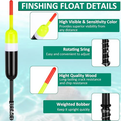 VioraWhite 20 Pcs Fishing Floats Bobbers Spring Oval Stick Slip Floats Balsa Wood High Visibility and Sensitive for Crappie Catfish Trout Panfish Walleye Fishing - size: 2.4″x0.59″x5.7″