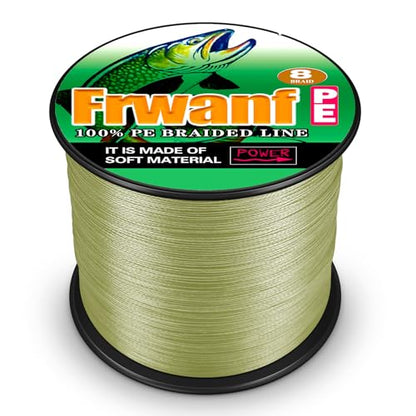 Braided Fishing Line 8 Strands of Super Strong PE Fishing line Extreme Power Fishing Braided line is Used for Saltwater and Freshwater Fishing - color: Army Green, size: 6LB 0.10MM-109Yds