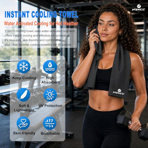 YQXCC 4 Pack Cooling Towels 40"x12", Cool Ice Towels for Neck & Face | Cooling Neck Wraps, Soft Breathable Microfiber Chilly Towels, Ideal for Gym, Yoga, Golf, Running, Camping & Hot Weather - color: 4 Dark Gray