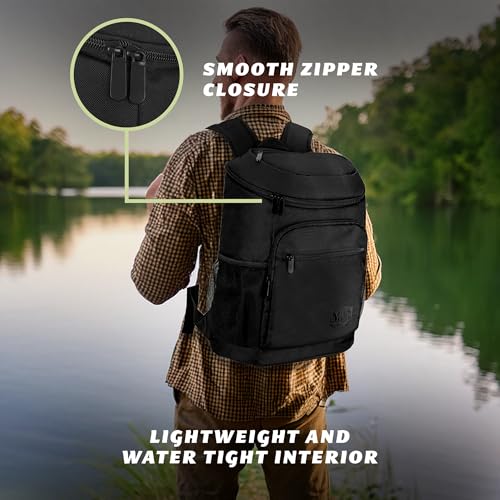 Mossy Oak MLF Fishing Cooler Backpack - Major League Insulated Leak Proof Beverage Coolers Bag - color: Black