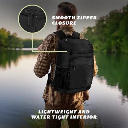 Mossy Oak MLF Fishing Cooler Backpack - Major League Insulated Leak Proof Beverage Coolers Bag - color: Black