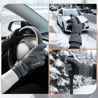 INNOLIFE Ski Gloves Men Women Waterproof Winter - Snow Gloves with Thermal Lining, Non-Slip Grip & Opening for Cold Weather - color: Grey, size: Large