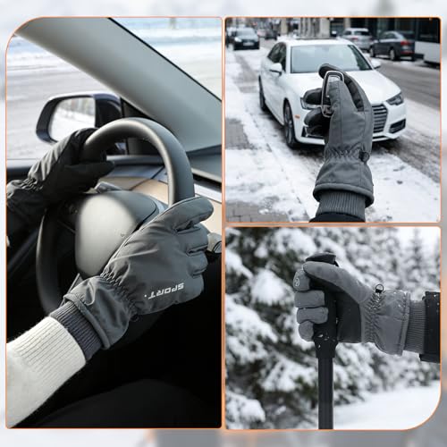 INNOLIFE Ski Gloves Men Women Waterproof Winter - Snow Gloves with Thermal Lining, Non-Slip Grip & Opening for Cold Weather - color: Grey, size: X-Large