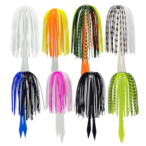 Riverruns Silicone Jig Skirts Fishing Lure Skirt Replacement for Spinnerbaits Bass Buzzbaits Fishing Jigs Fishing Lures Craw Jig Trailers Bass Skirts - color: 8PC 8879 Umbrella Skirt With Tail