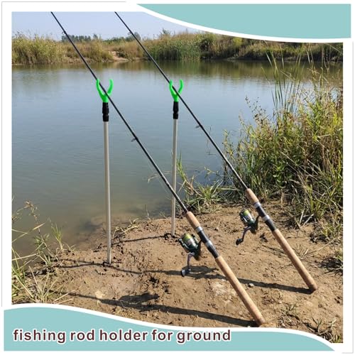 5 Pcs Aluminum Alloy Fishing Rod Holder for Ground,Rod Holders for Bank Fishing,14-22 inchs Telescopic Rod Holder ,10 pcs Fishing Bells