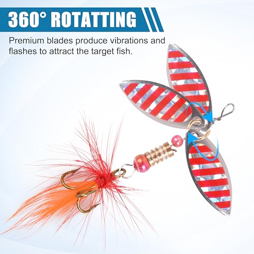 Rooster Bait Tail Fishing Lures Kit Spinner Baits Trout Lures Spoon Lures Bass Lures Hard Bait Bass Lures Crankbaits for Bass Pike Trout Salmon Crappie Walleye Fishing - color: 60pcs Fish Lures Set