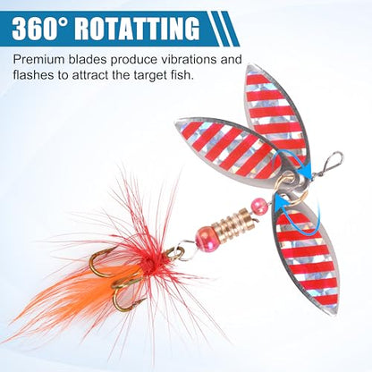 Rooster Bait Tail Fishing Lures Kit Spinner Baits Trout Lures Spoon Lures Bass Lures Hard Bait Bass Lures Crankbaits for Bass Pike Trout Salmon Crappie Walleye Fishing - color: 60pcs Fish Lures Set