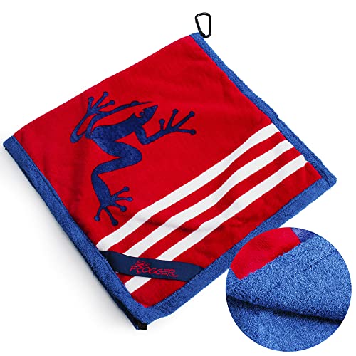 Frogger Amphibian 2-in-1 Patriotic Golf Towel with Wet and Dry Technology, Red/White/Blue, Premium Golf Bag Accessory with Carabiner Clip, Ultra Absorbent, for Golf Dads - color: Red/White/Blue
