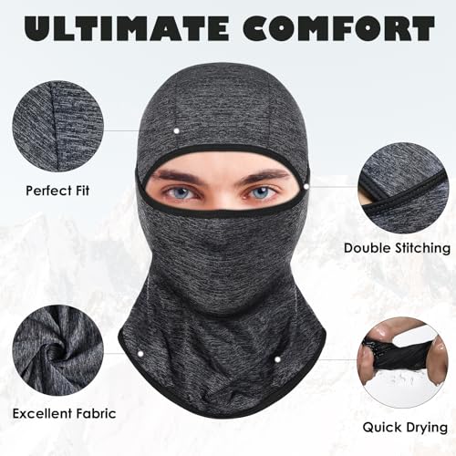 Achiou Ski Mask Balaclava Shiesty, Cooling Ice Silk Motorcycle Face Cover | Ski Mask for Men/Women,Breathable Face Mask,Thin Summer Balaclava,Versatile Use for Skiing Moto,UV Protection,Helmet Friendly - color: Hemp Gray