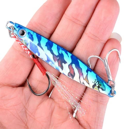 Aorace Jigging Lure Lead Fish Metal Jig Fishing Lure Paillette Knife Artificial Hard Bait Laser Body - color: 12pcs 60g 9.6cm
