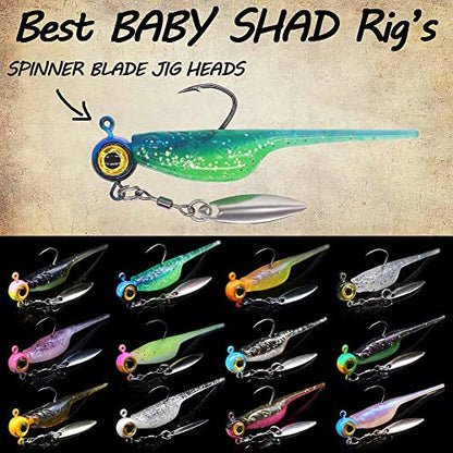Crappie-Baits- Plastics-Jig-Heads-Kit-Shad-Minnow-Fishing-Lures-for Crappie-Panfish-Bluegill-40 &135 Piece Kit - color: BABY SHAD 135 pc.KIT